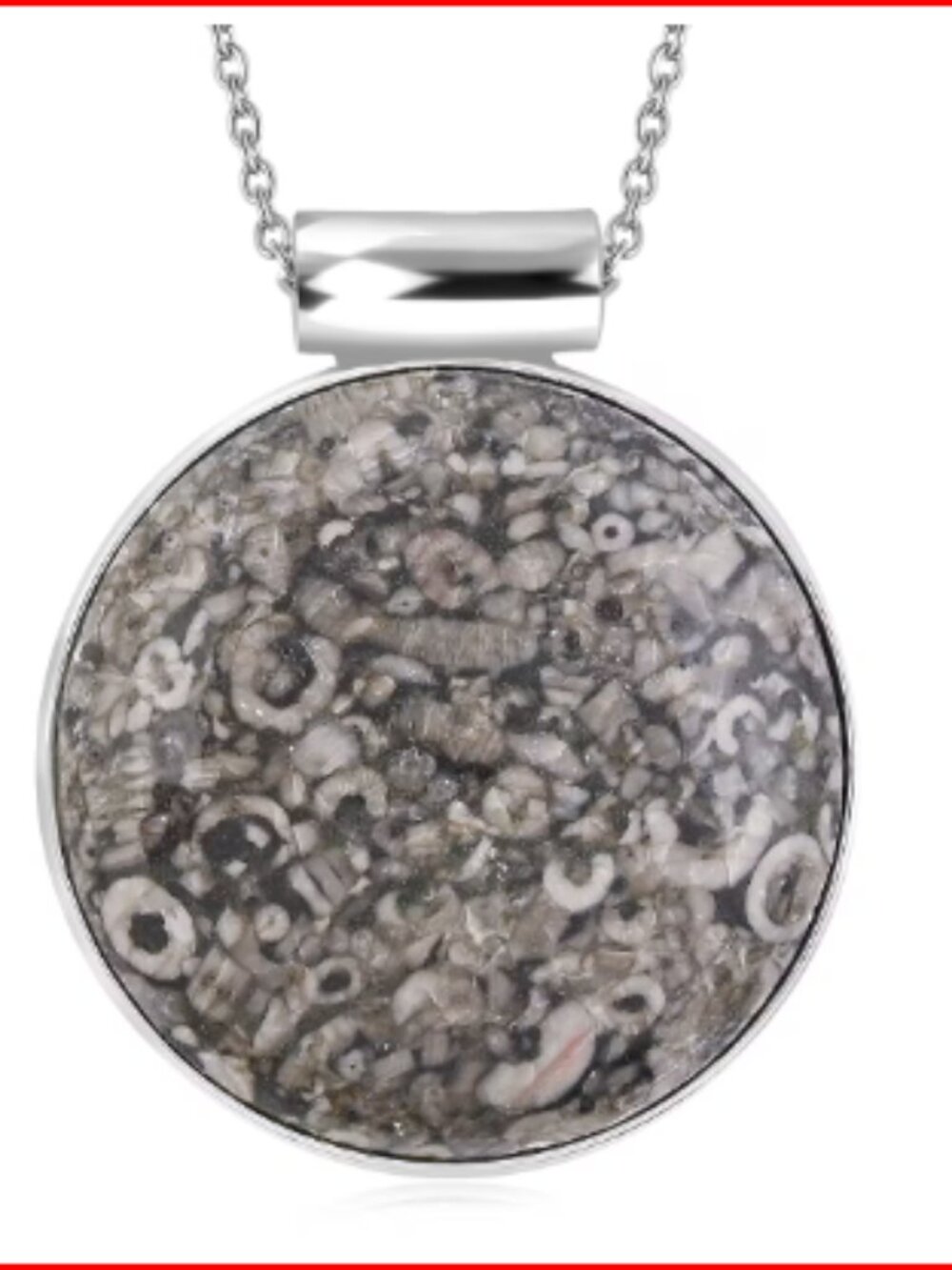 Hand-Polish Round Insect Fossil Jasper Pendant/Necklace